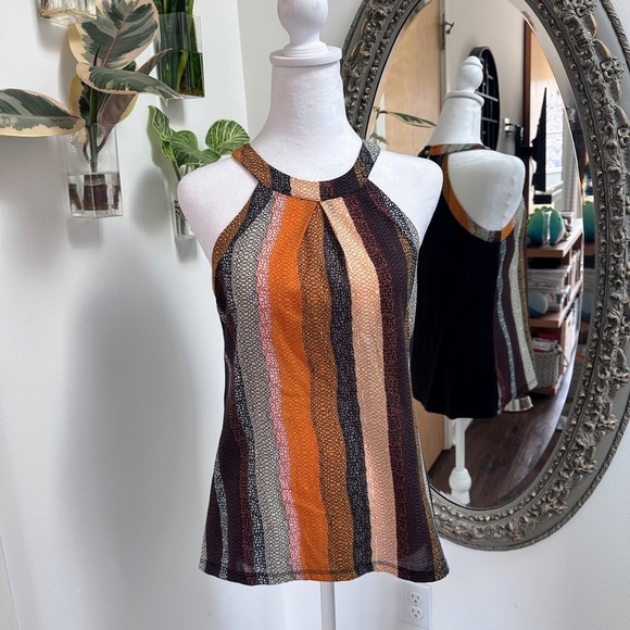 Outback Red Chic Striped Halter Top – Boho Fall Vibes – Size XS - Picture 1 of 5
